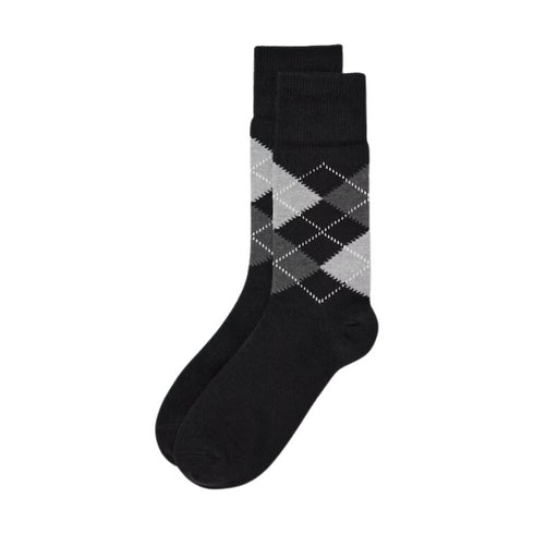Premium Quality Black Pattern Argyle Crew Socks